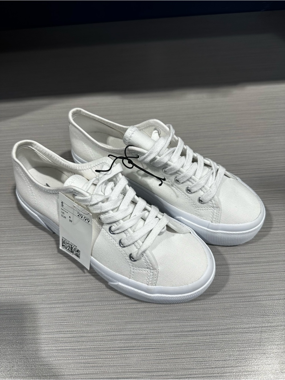 H&M White Off White Canvas Classic Sneakers Size 6 NWT EUR 37